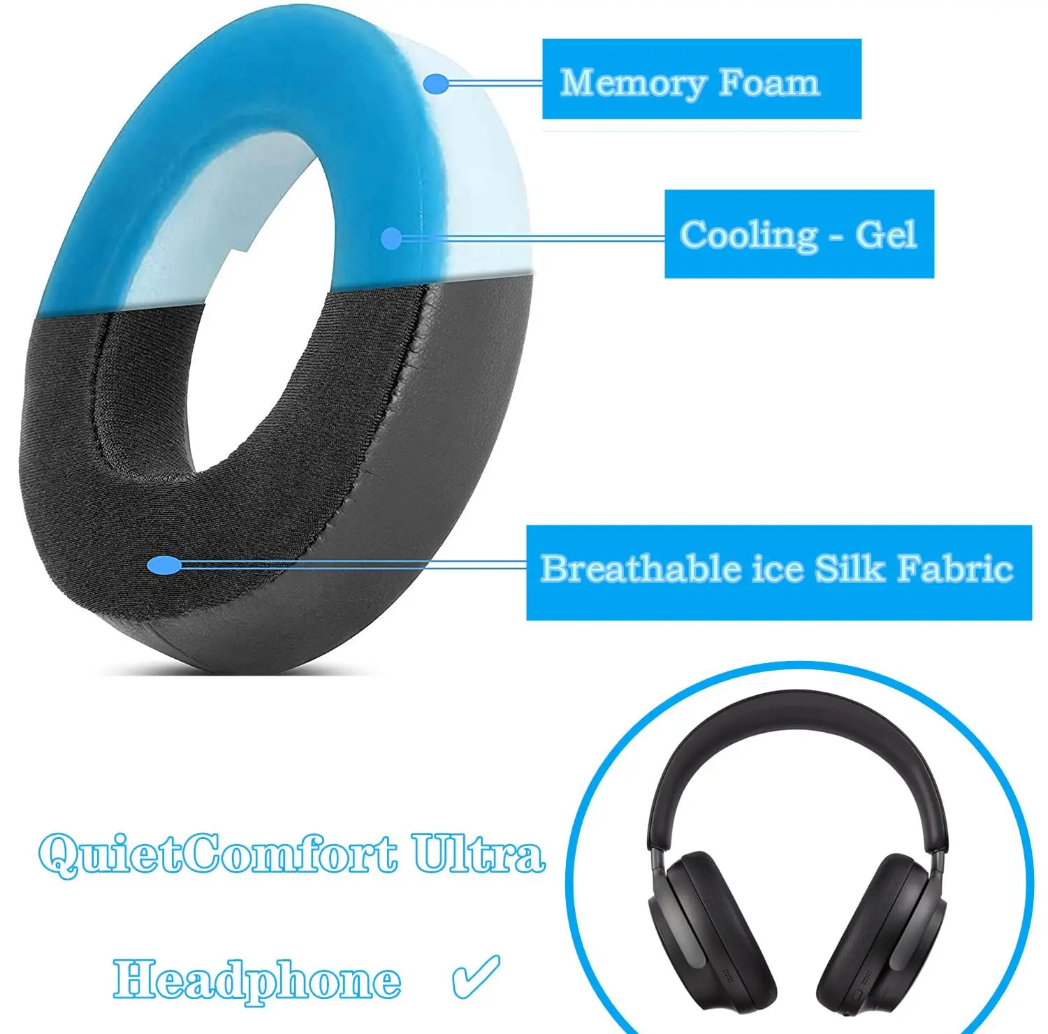 MOUDUNG Bantalan Telinga Gel P - Bose Headphone Qc Ultra ulasan dan harga